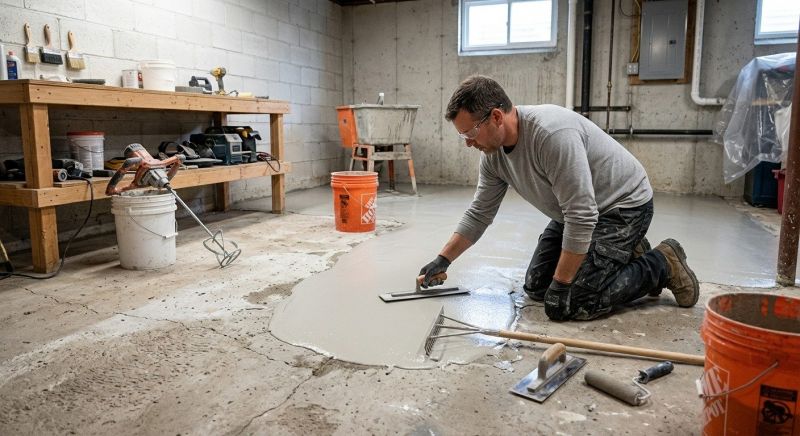 Basement Concrete Resurfacing in West Des Moines, IA