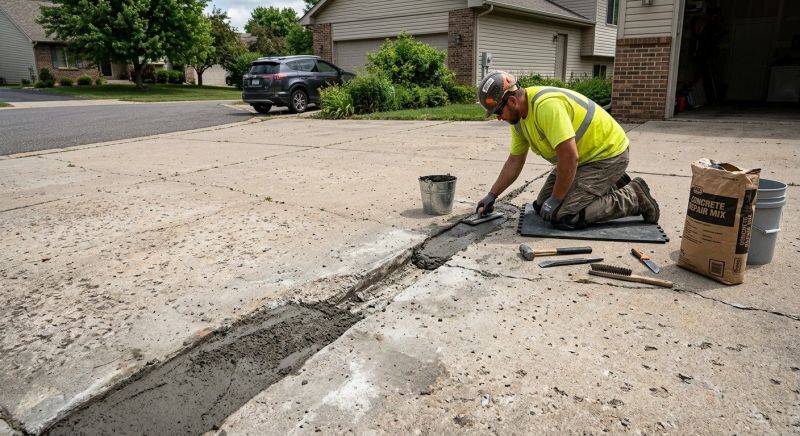 Concrete Driveway Crack Repair in Corpus Christi, TX